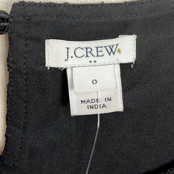 J Crew Black Lace Shirt Lined Keyhole button back S/Sleeve Top Blouse Sz O New - Picture 5 of 5